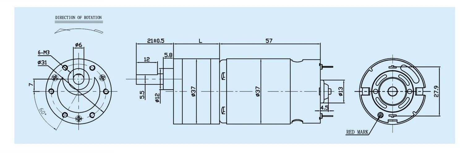 GB37-555SH motor outline GB37-555SH motor outline